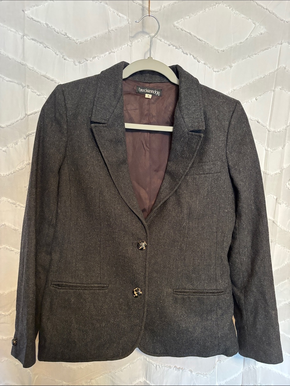 breckenridge Charcoal Gray Tailored Wool-Blend Blazer